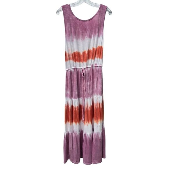 Knox Rose Low Back Scoop Neck Tie Dye Maxi Dress‎ White Pink Orange Medium - Picture 3 of 8